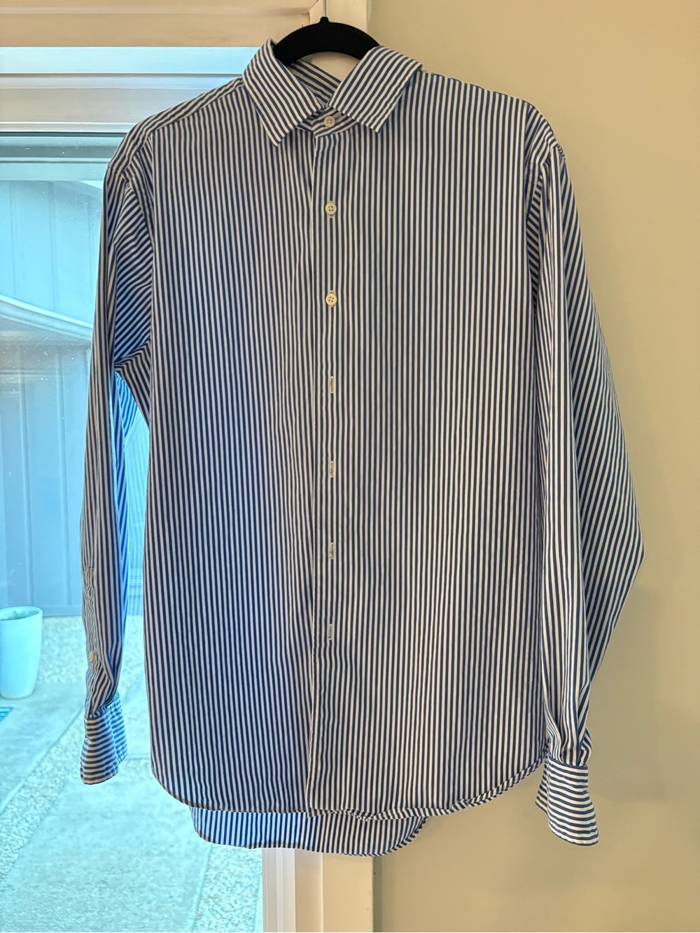 Polo by Ralph Lauren Navy and White Striped Dress Shirt 100% cotton